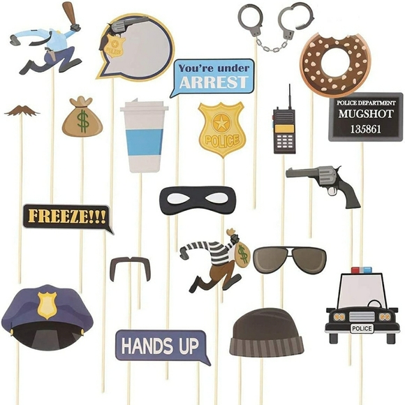 Crime Theme Party decorations: Mugshot background, crime scene tape, photo props - Picture 6 of 7